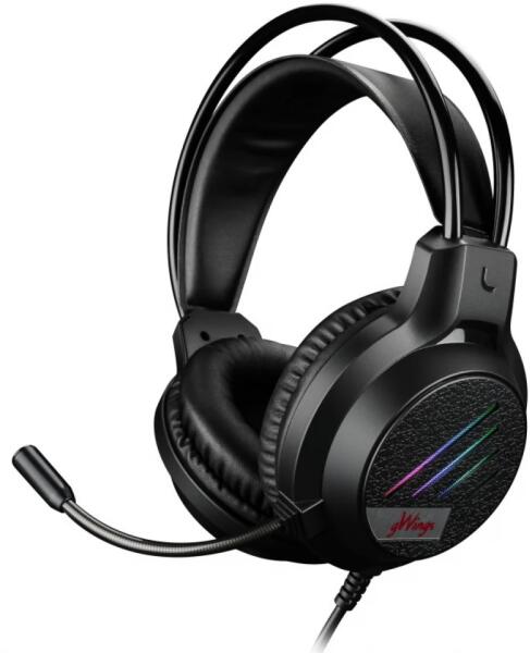 GWINGS gaming fejhallgató mikrofonnal, RGB, 3,5mm jack + USB tápellátás (GW914HS)